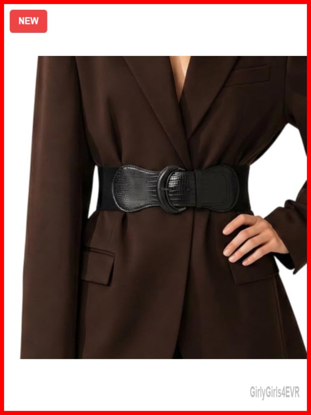 Stretchy Wide Waist Belt for Women Faux Leather Vintage Alloy Buckle